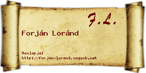 Forján Loránd névjegykártya