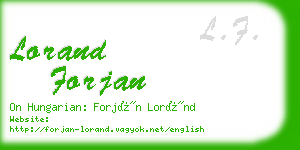 lorand forjan business card